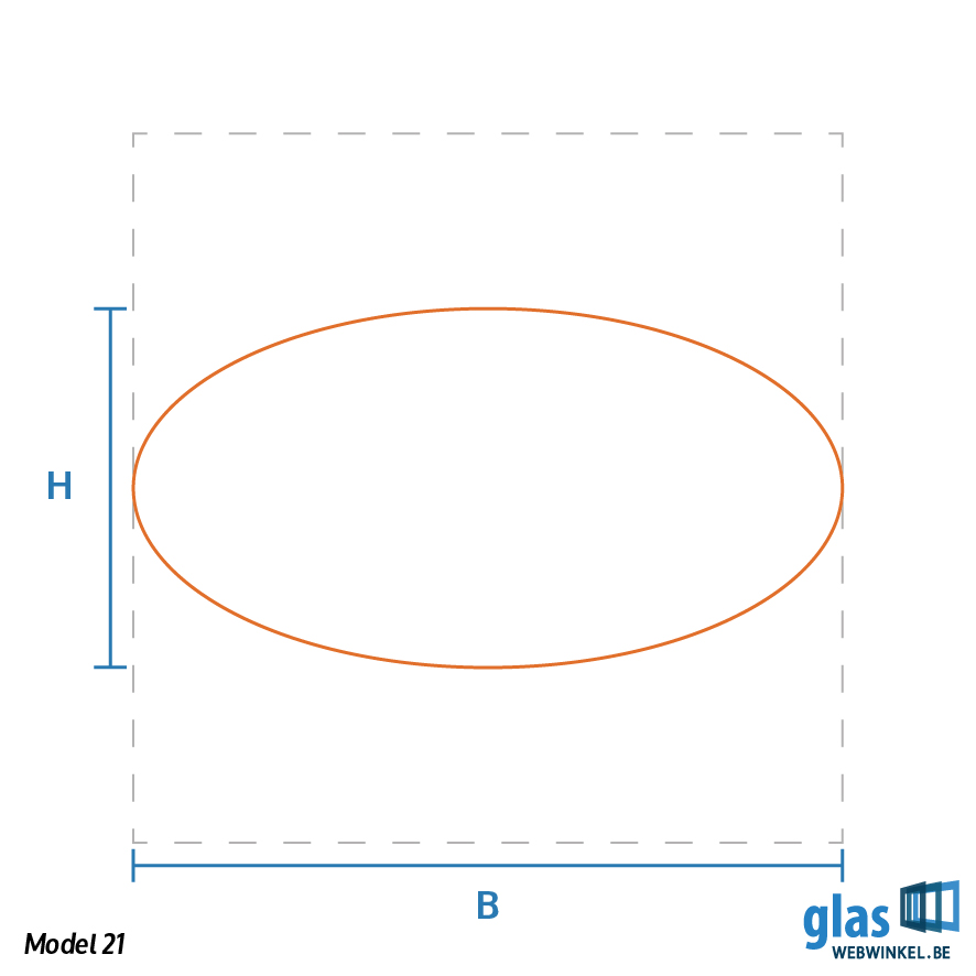 Ovale spiegel technische tekening