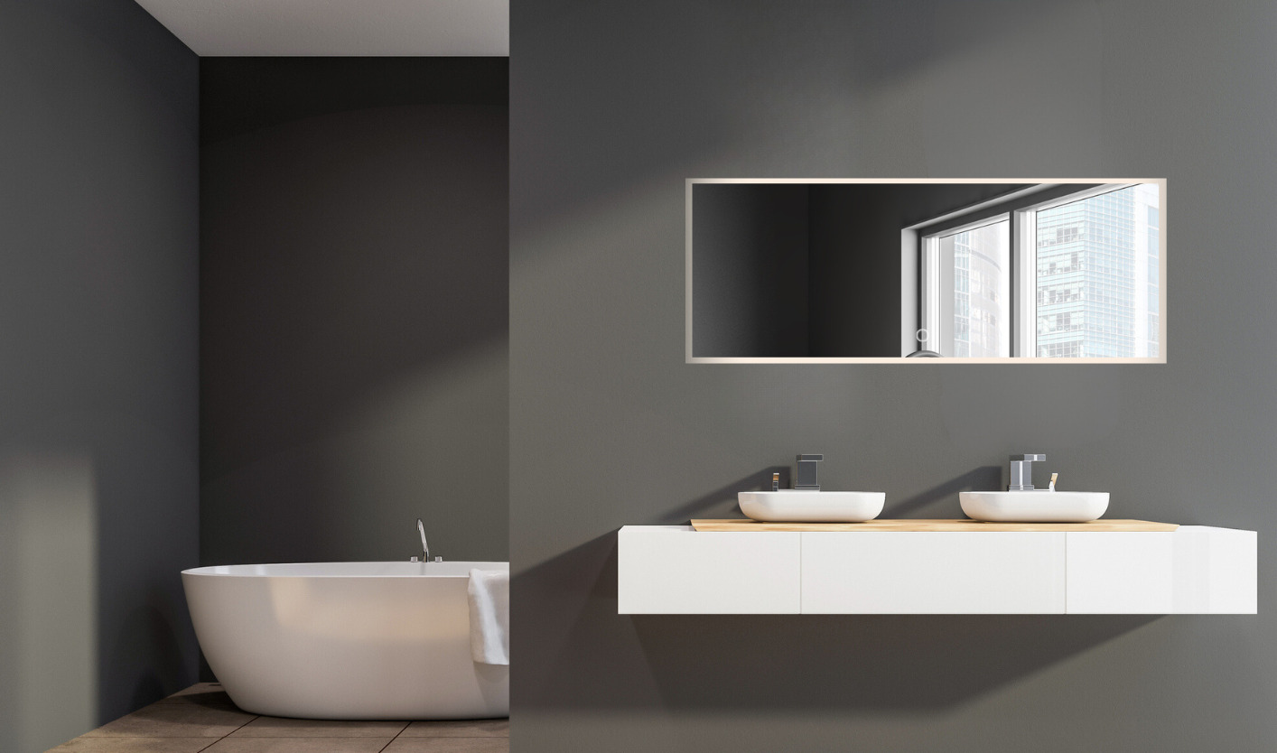 Badkamerspiegel met verlichting - verzilverd