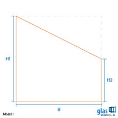 Model 1 - enkel glas schuine zijde rechts aflopend
