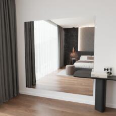 Verzilverd blanke plakspiegel aan de muur in modern interieur