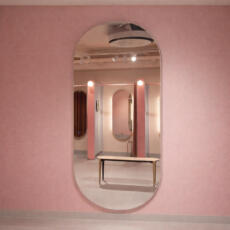 Dubbele boogspiegel, gemonteerd aan de muur