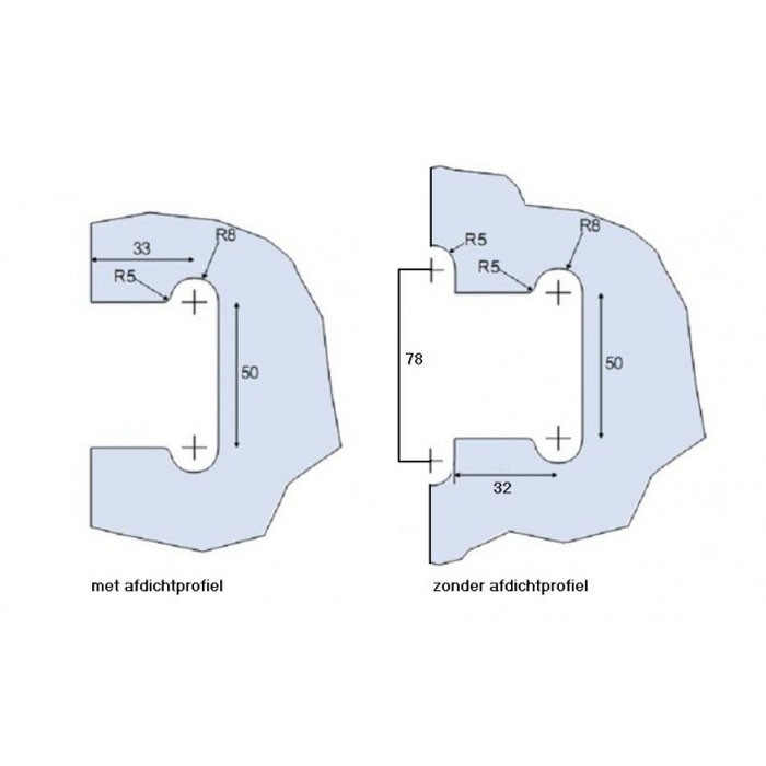 Technische tekening uitsparing