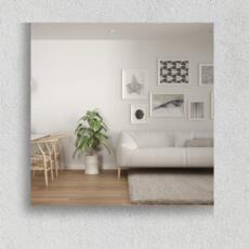 Verzilverde woonkamerspiegel vierkant