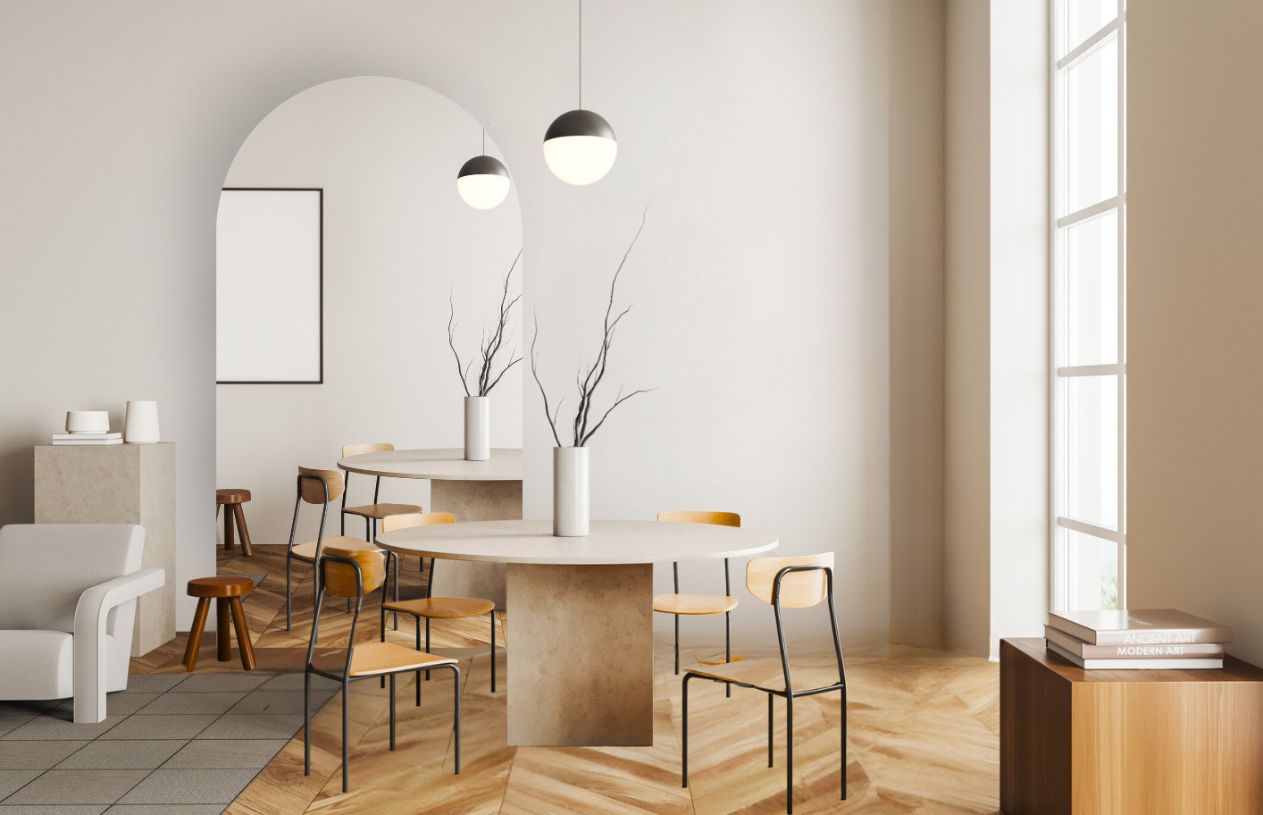 Boogspiegel verzilverd in de woonkamer