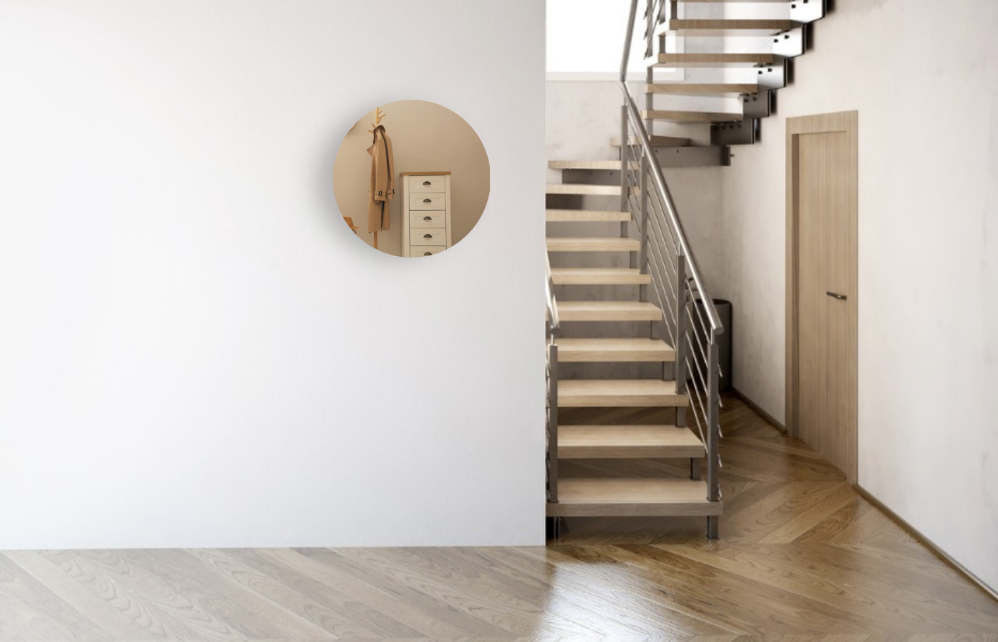 Halspiegel rond in het brons 70 cm