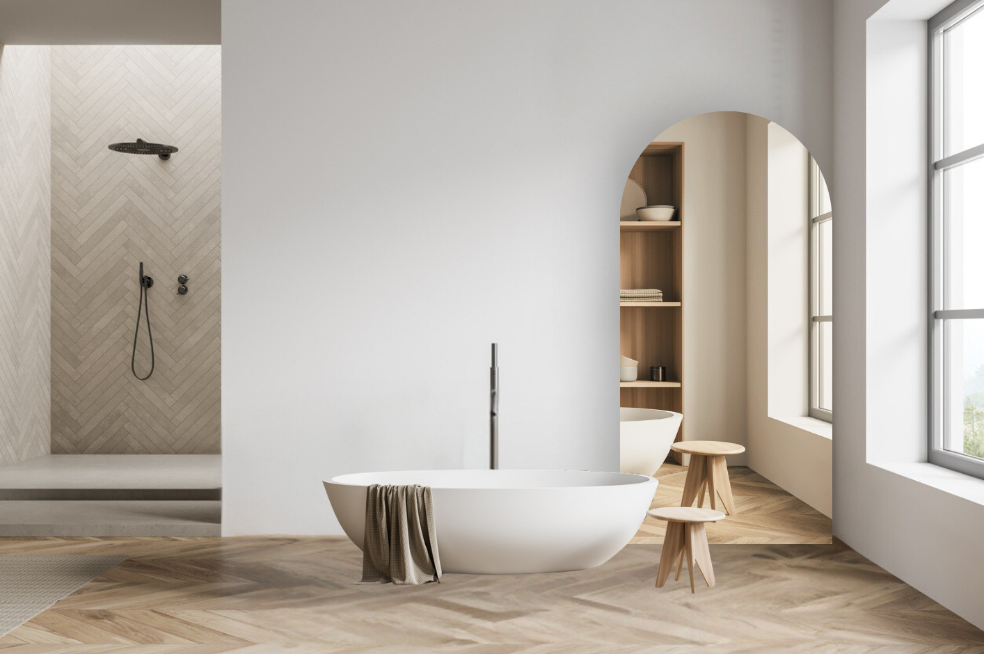 Boogspiegel voor in de badkamer - verschillende ruimtes