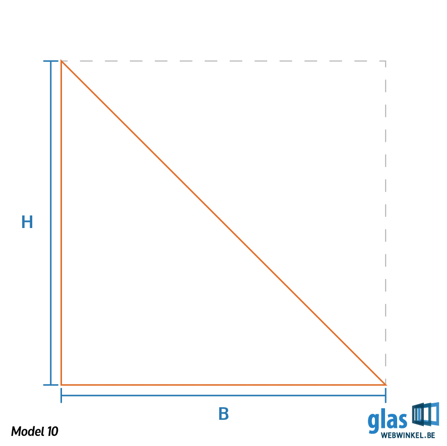 Model 10 - gehard glas driehoek rechts aflopend