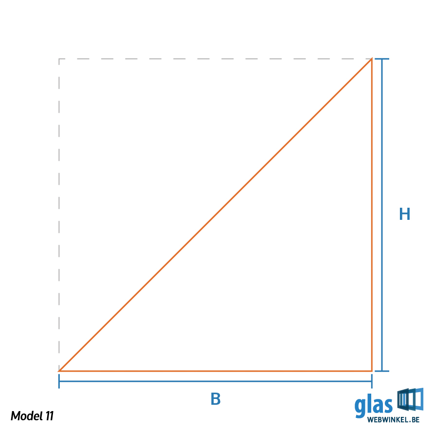 Model 11 - gehard glas driehoek links aflopend